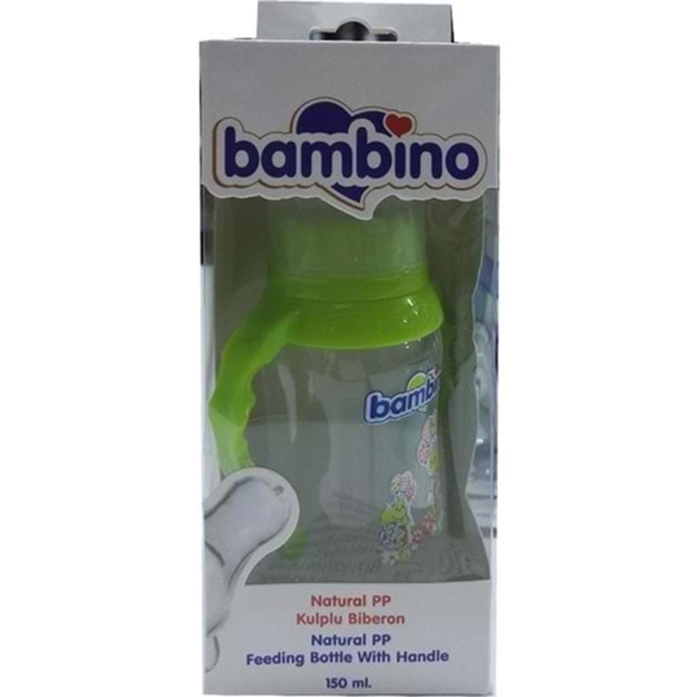 Bambino Natural Pp Kulplu Biberon 150 Ml Yeşil