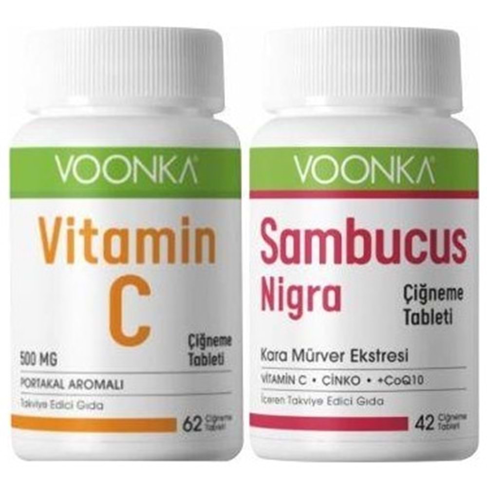 Voonka Vitamin C 62 Tablet + Voonka Sambucus Nigra 42 Çiğnenebilir Tablet