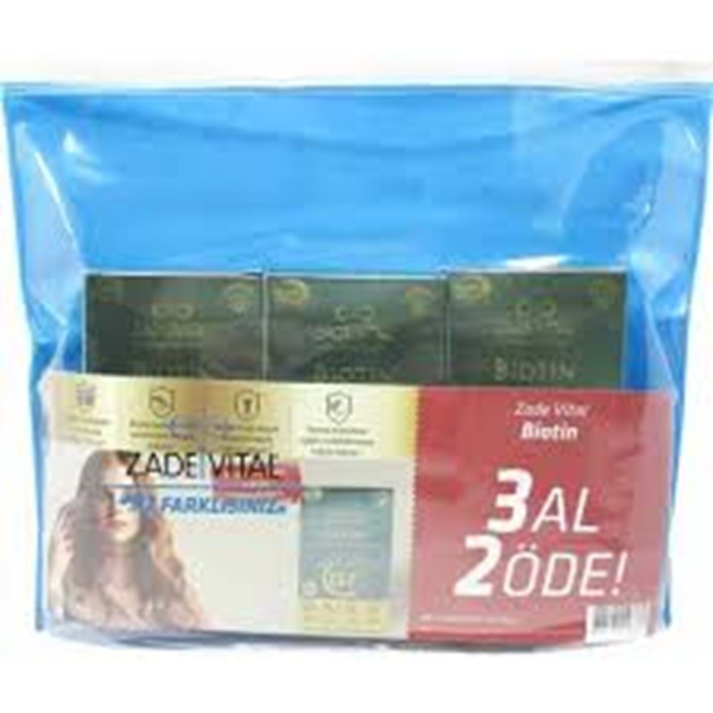 Zade Vital Biotin 2500 mcg 3x30 Kapsül Set