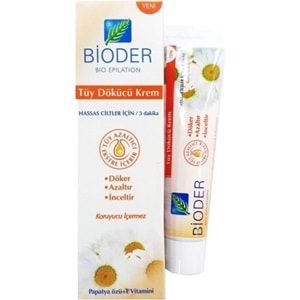 Bioder Bio Epilation Hassas Ciltlere Özel Tüy Dökücü Krem (Papatya Özü + E Vitamini) 40ml