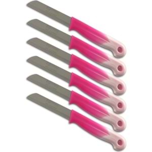 Solingen Meyve Bıçağı Tırtıklı 6'lı Set ( Koyu Pembe )