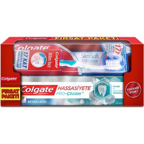 Colgate Diş Macunu Hassasiyete Pro Çözüm Beyazlatıcı 75 ml + Mikro İnce Diş Fırçası