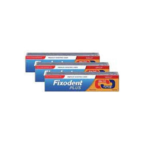 Fixodent Plus En Iyi Tutuş Diş Protez Yapıştırıcı Krem 40 gr x 3
