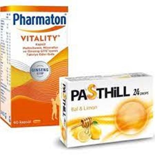 Pharmaton Vitality 60 Kapsül + Pasthill Portakal & C Vitamini 24 Drops Hediye